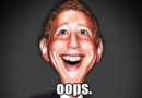 Caricature of Mark Zuckerberg, with superimposed text: “oops.”