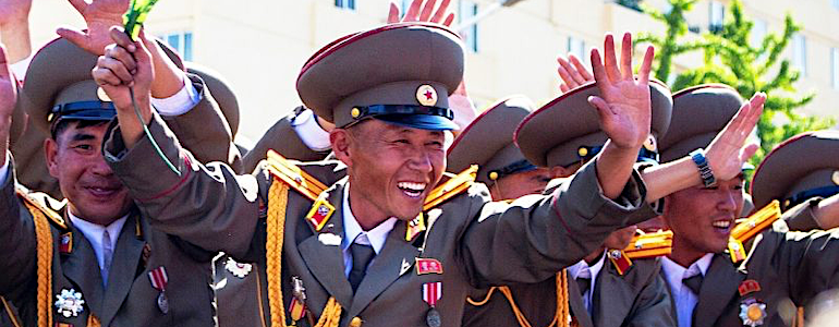 Some happy, smiling DPRK military men
