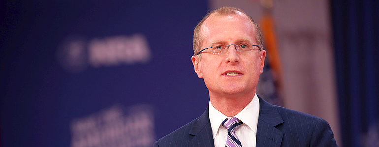 FCC Commissioner Brendan Carr speaking at the 2018 Conservative Political Action Conference (CPAC) in National Harbor, Maryland.